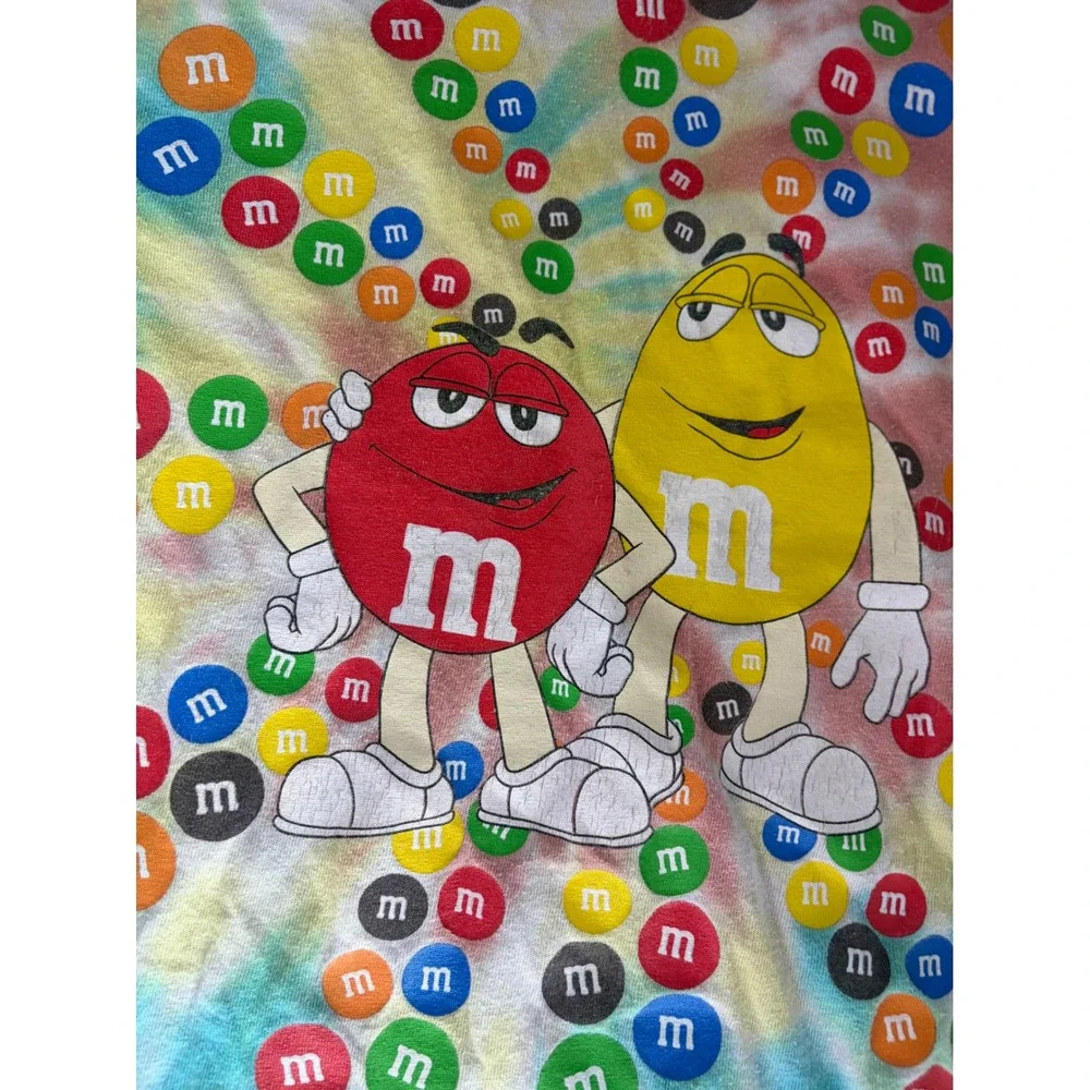 M&M's Official Licensed Tie Dye T-Shirt Mens 2XL Red Yellow Characters Candy